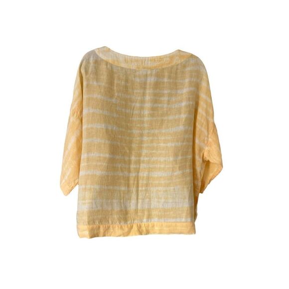 J. Jill Linen Tangerine yellow Shibori Dyed Kimono Linen Oversized Top Size XS - Picture 4 of 7